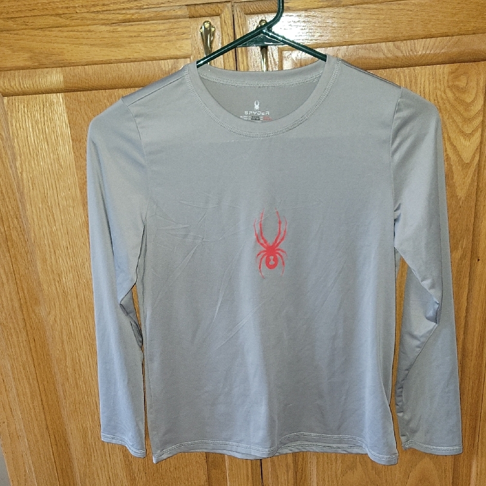 Spyder Gray Long Sleeve Shirt with Red Logo